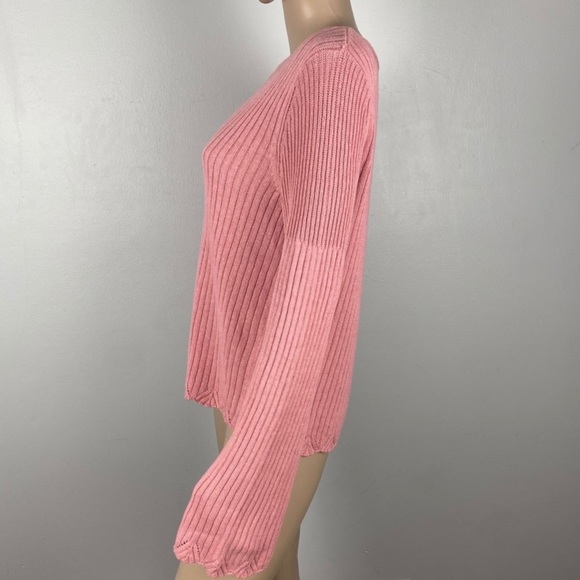 NEW RACHEL PARCELL PINK RIB KNIT SWEATER - Picture 6 of 10